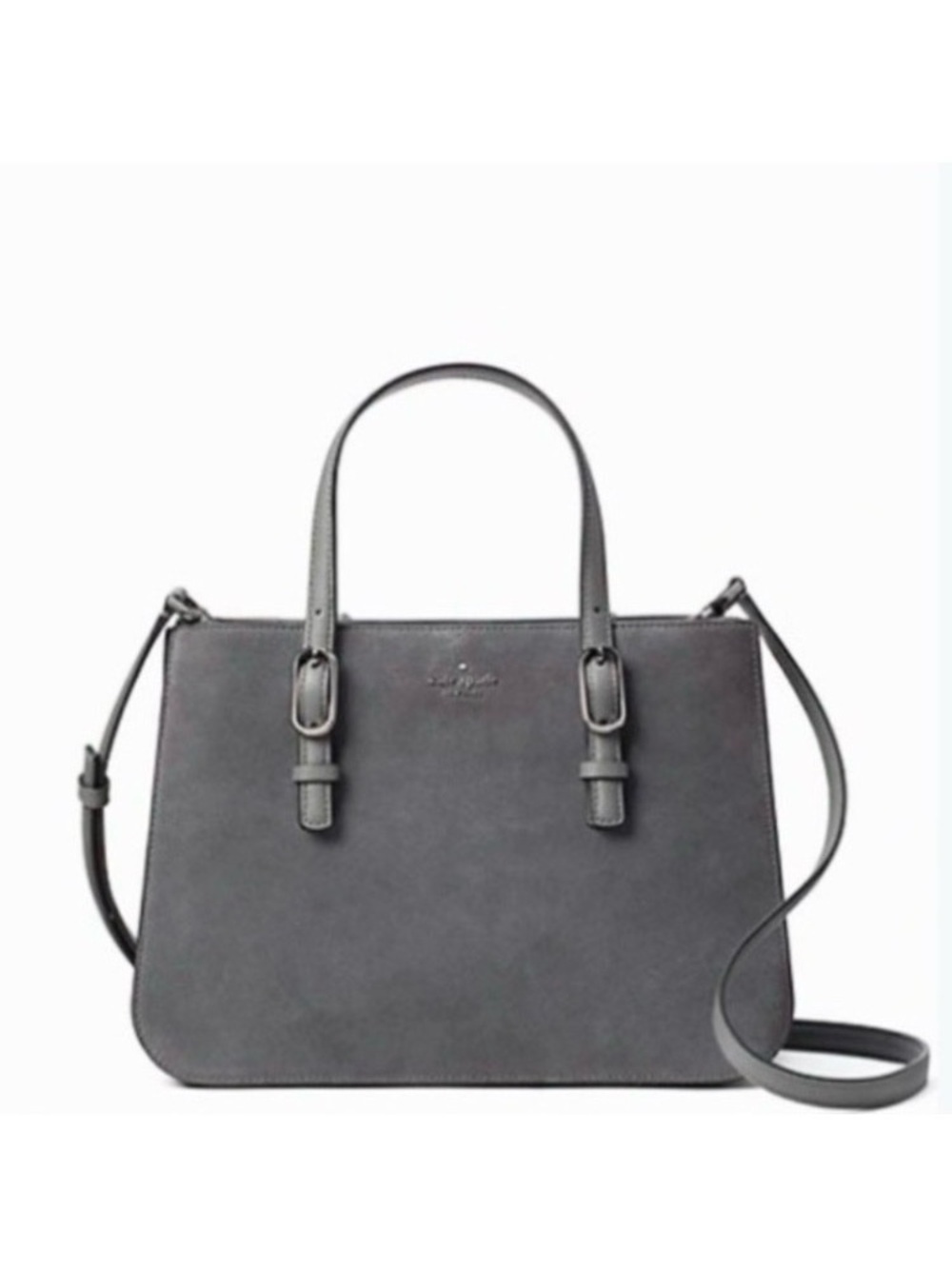Kate Spade New York Medium Triple Gusset Satchel Crossbody in Gray Suede